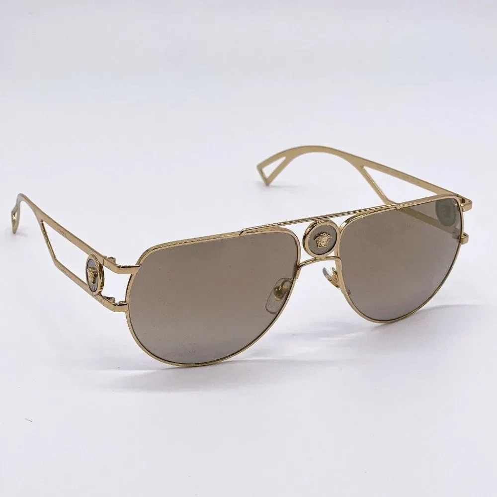 New Versace Gold Aviator Unisex Sunglasses